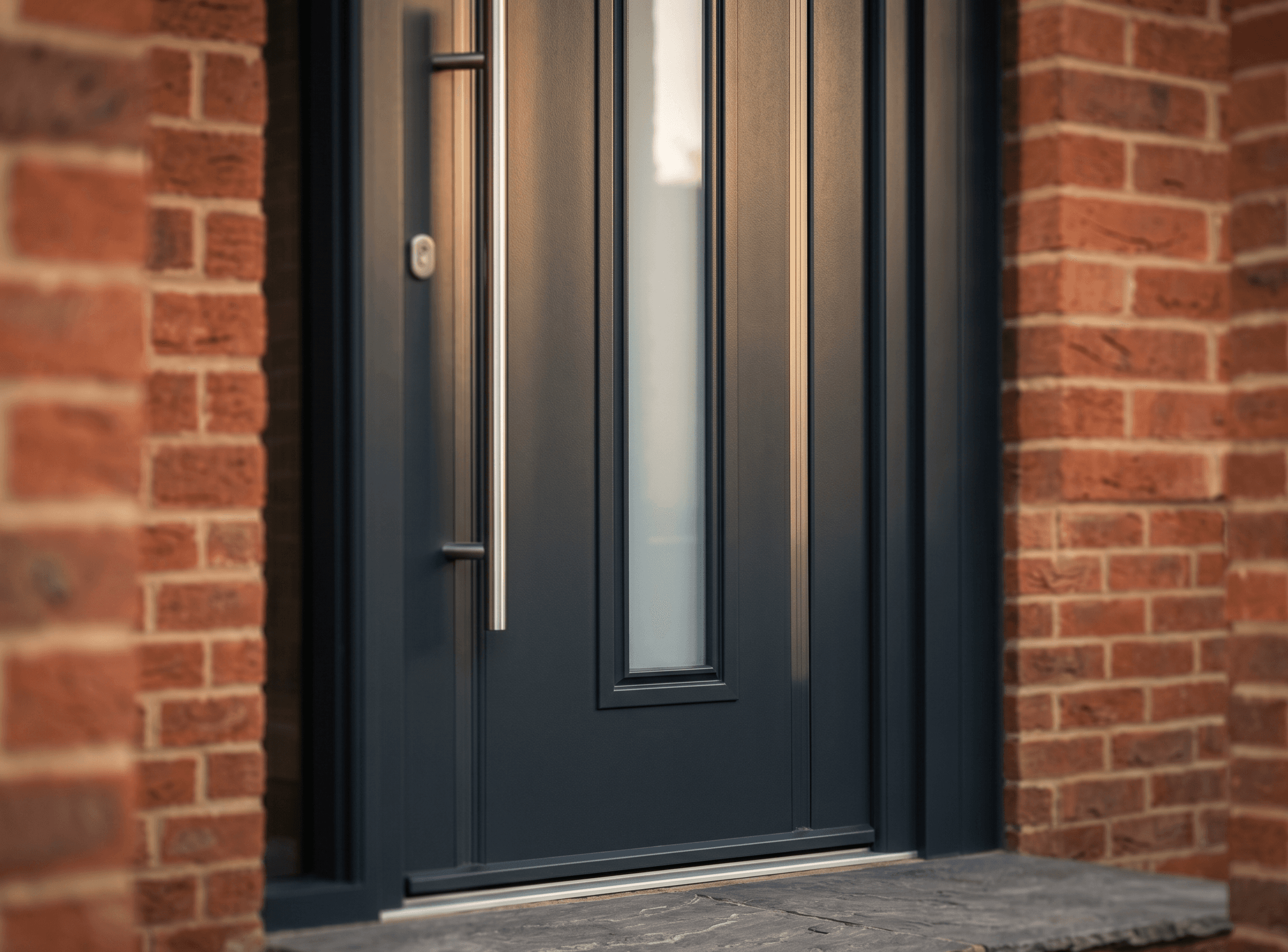 Rockdoor composite front door with glass panel